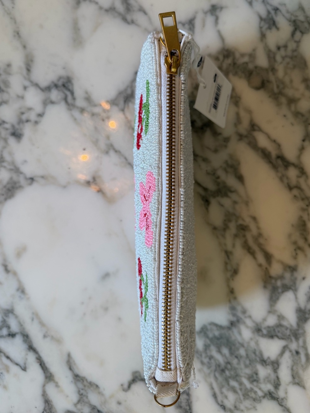 NWT Wildfox Beaded Cherry Bow Clutch Crossbody Bag White Pink Red Handmade - Picture 6 of 6
